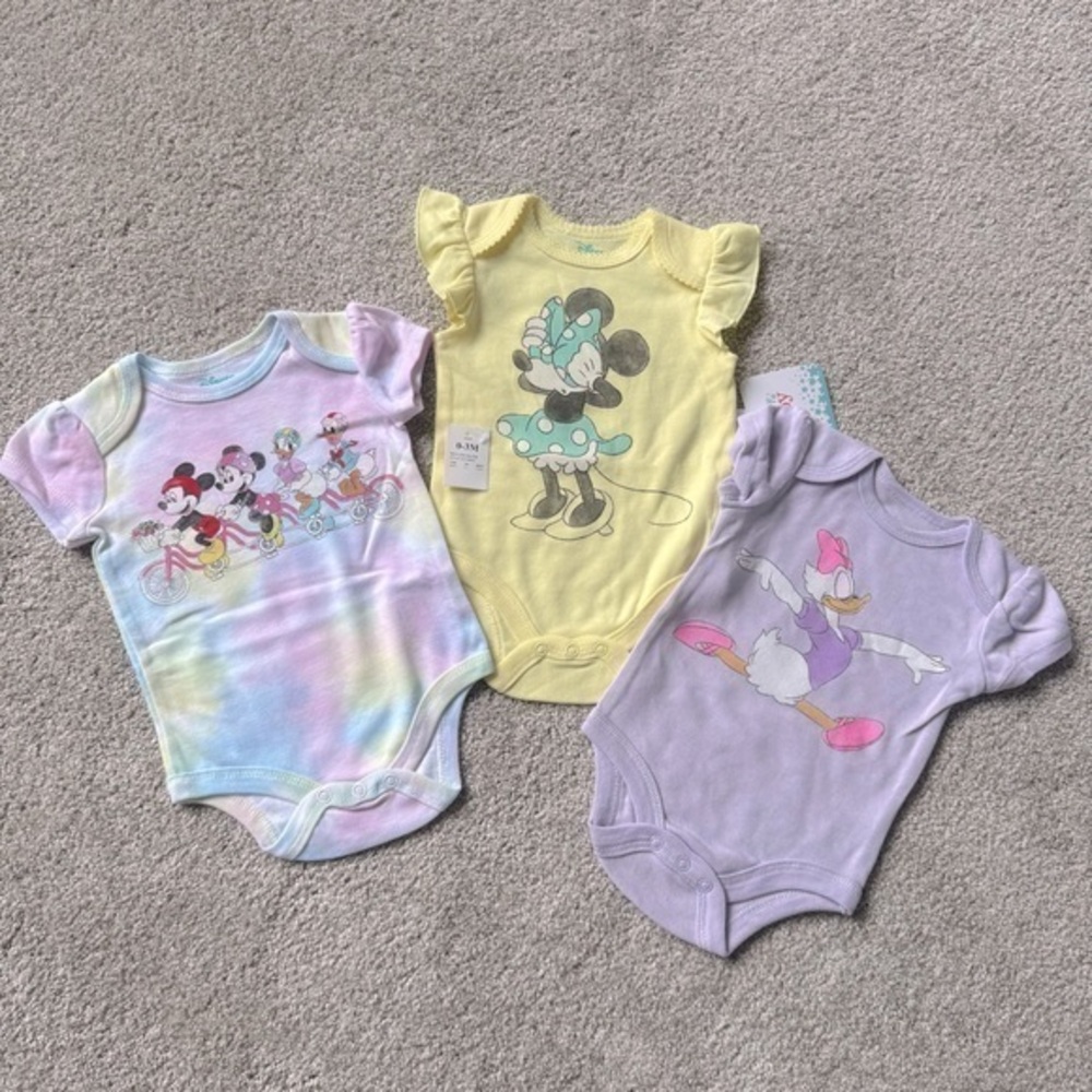 NWT bundle of three Disney baby onesies size 0-3 months